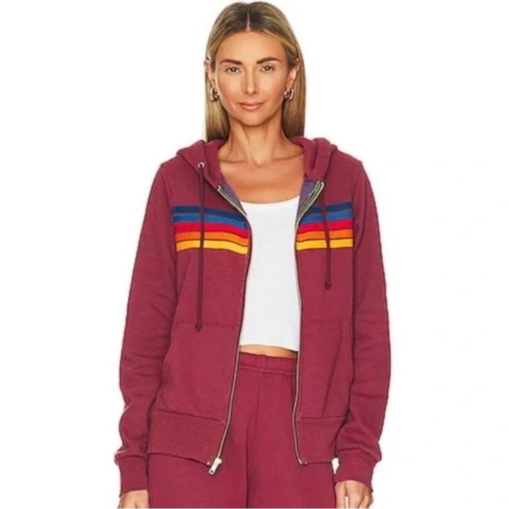 SET Aviator Nation Burgundy Stripes Sweatset